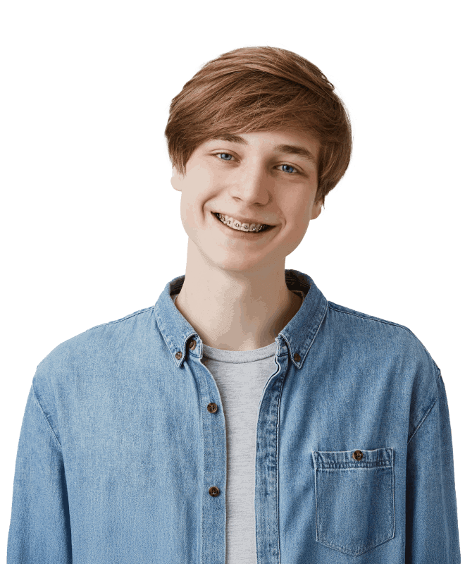 Young man showing off his new Caldwell Braces